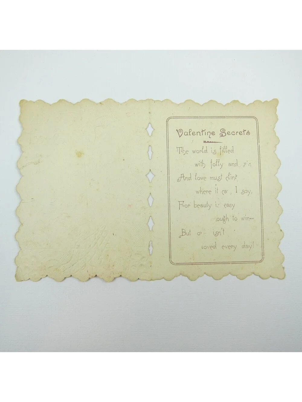 Valentine Card Red Poppy Flowers Gold Embossed Die cut Bifold Antique 1913